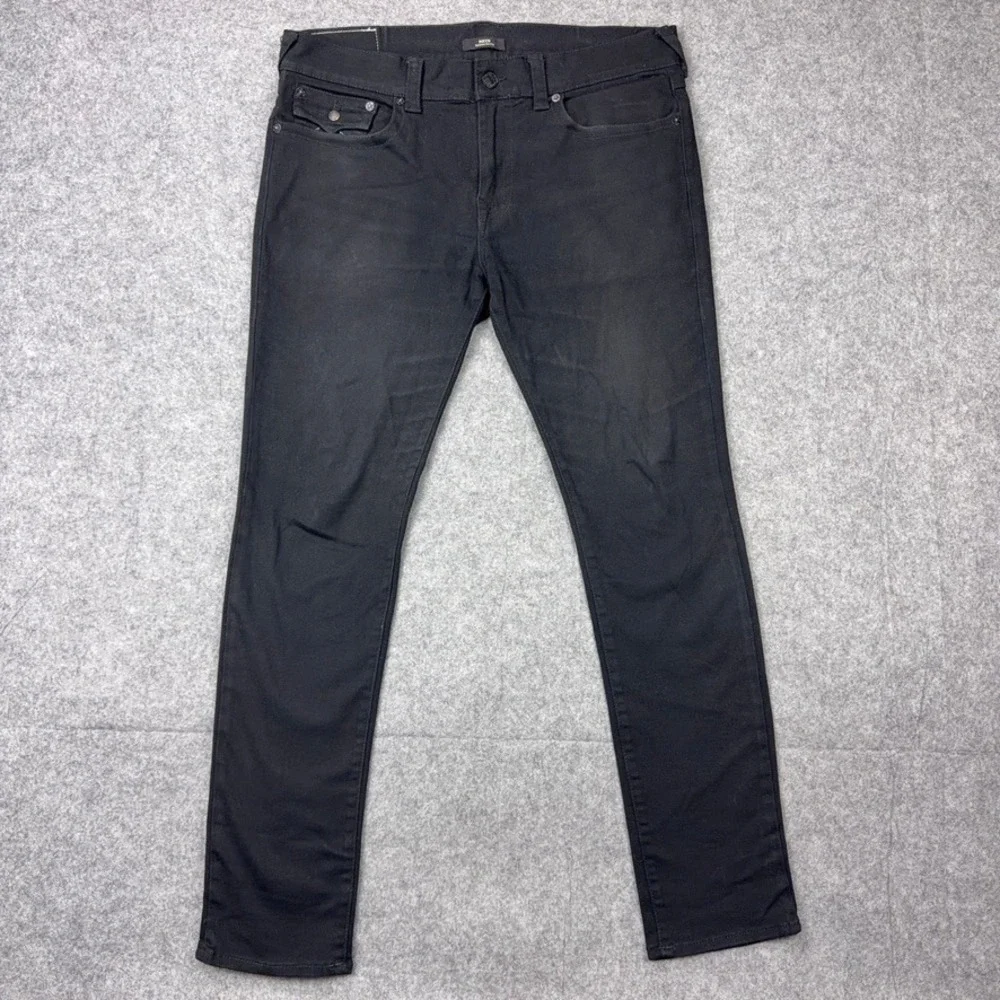 True‎ Religion Jeans Mens 36x34 Black Rocco Relaxed Skinny Flap Pocket Denim